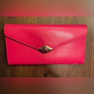 Furla Pink Leather Long Wallet with Silver Twist Lock